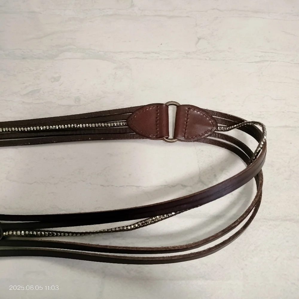 COPY - Unbranded Women's Brown Leather Belt Sz Large Silver Accents Layers Retr…